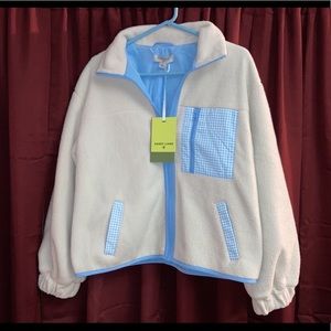 Sandy Liang fleece jacket with gingham pocket